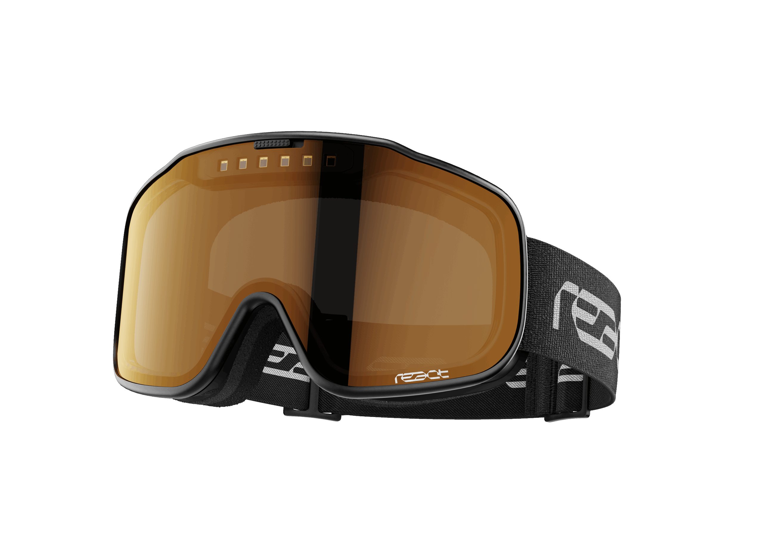 react ski goggles ruby with black frame.