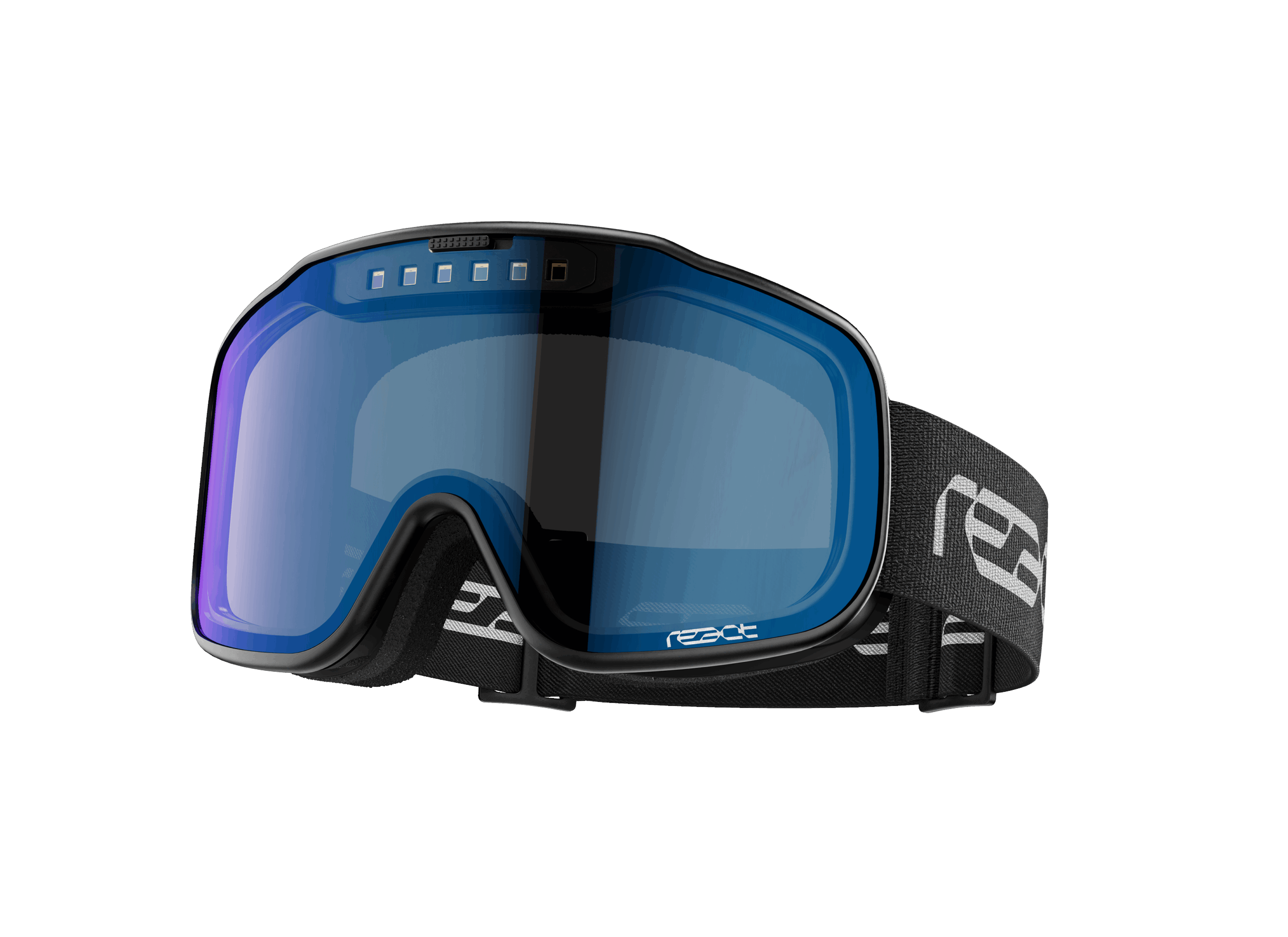 react ski goggles sky with black frame.