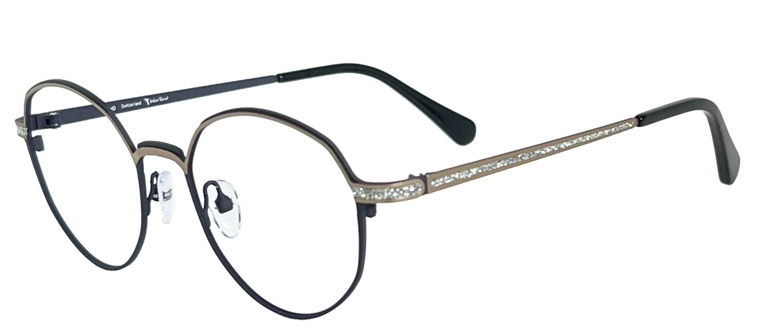 Didier Voirol Eyewear Zayn C01 Brown mat/ Dark blue mat/Silver glitter